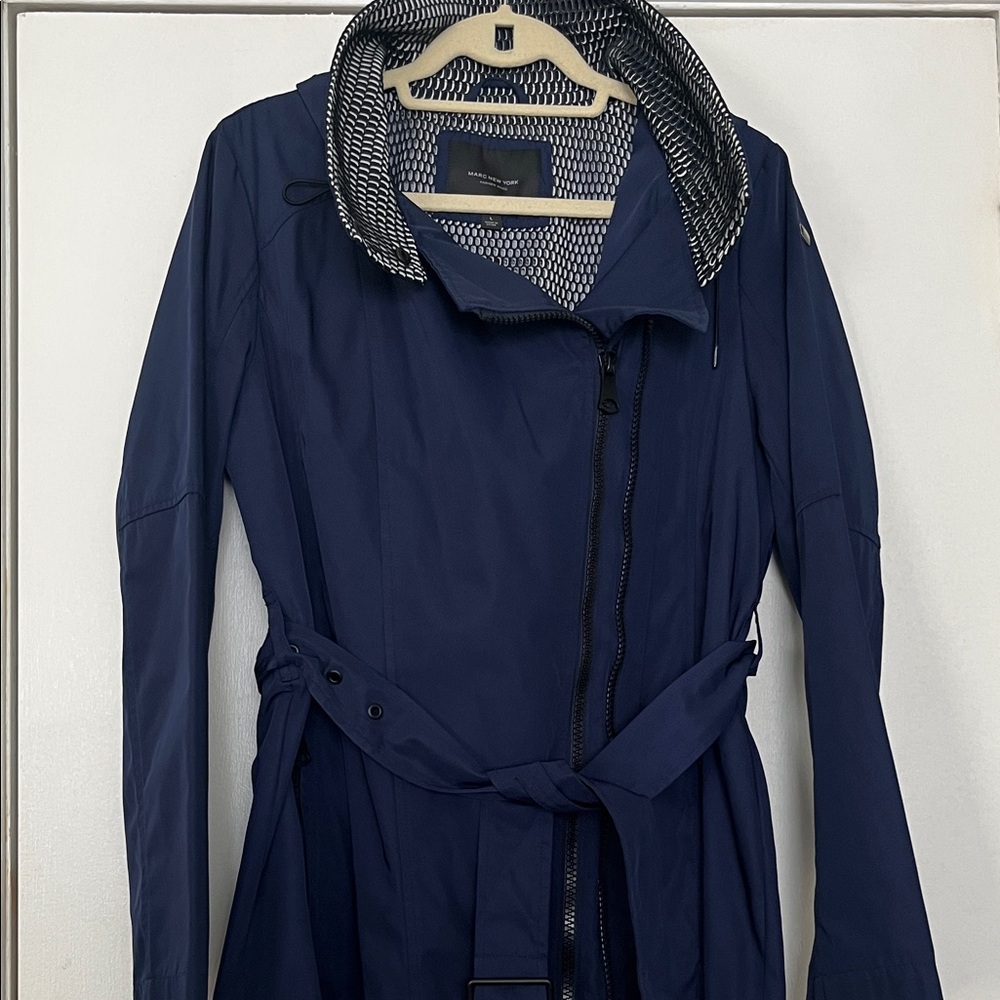 Marc New York Navy Trench Coat with Hood
